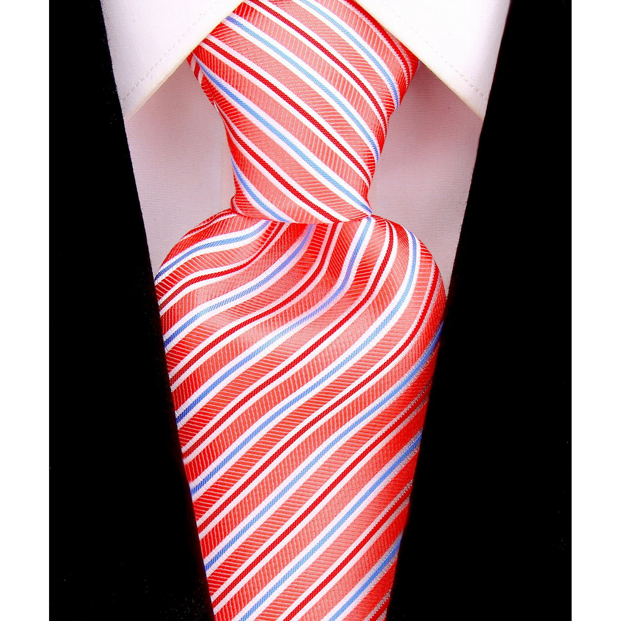 Men's Polyester Coral Extra Long Solid Neck Tie Salmon ~ Melon ~ Peachish Pinkish Color-Men's Neck Ties - Mens Dress Tie - Trendy Mens Ties main image 0