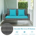 thumbnail image 5 of Gymax 2-Person Patio Hanging Porch Swing Rattan 800LBS Swing Bench w/ Turquoise Cushions, 5 of 10
