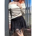 thumbnail image 5 of Lace Mini Skirts for Women Flowy Skirt Boho Layered Asymmetrical Short Skirt Black S, 5 of 6