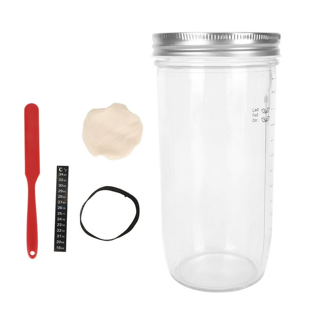 Kit De Iniciación De Pan De Masa Madre, Herramientas Totalmente Equipadas, Tarro De Iniciación De Masa Agria Multifuncional De Gran Apertura Con Espátula Para Cocina