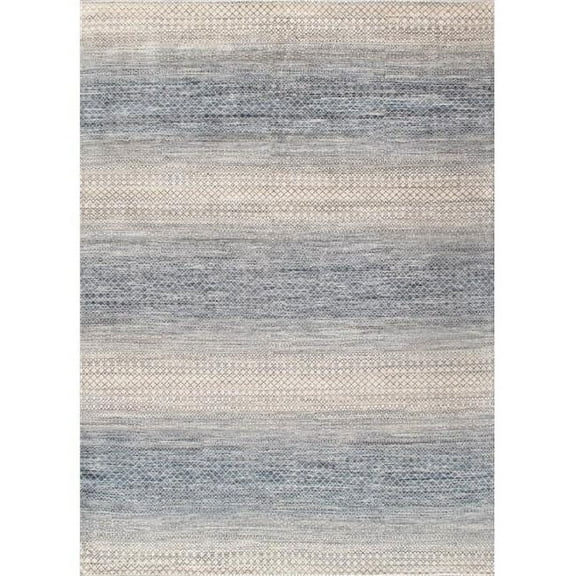 Pasargad Home Transitional 124" x 173" Hand-Knotted Wool Area Rug in Silver/Blue