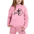 thumbnail image 4 of Toddler Girls Outfits Sets Hoodie Pants Kids Casual Letter Print Sweatshirt Joggers Comfy Two Piece Winter Fall Girls Clothes Pink Size 4-5T, 4 of 4