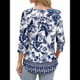thumbnail image 4 of Blusas Elegantes e Informales con Mangas 3/4 y Botones para Mujer, Ideales para Vacaciones de Verano en la Playa. Azul L, 4 of 6
