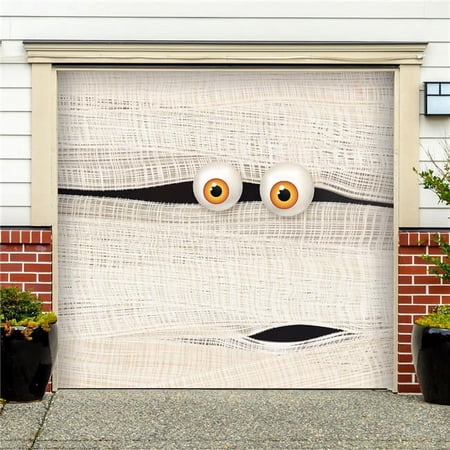 UPC: 0841282143470 | My Door Decor – Mummy Face – Halloween 7  x 8  Garage Door Décor Banner Mural