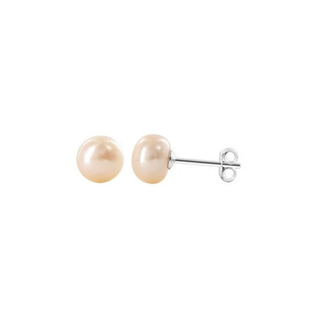 Silver 8mm Origami - Gem Avenue 925 Silver 8mm Round Pink Fresh Water Pearl Stud Earrings June Birthstone