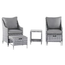 Afuera Living 5-Piece Wicker / Rattan Outdoor Seating Set in Gray