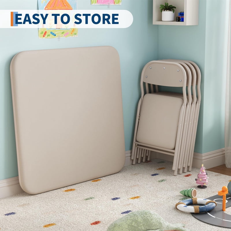 Kids Folding Table and Chair Set – 3-Piece Toddler Activity Table for Learning, Dining, Crafts, and Playtime