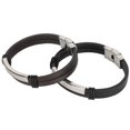 thumbnail image 2 of 2Pcs Bracelets Simple Tissé à la Main Boucle en Acier Inoxydable Casual PU Bracelet Noir + Brun, 2 of 14