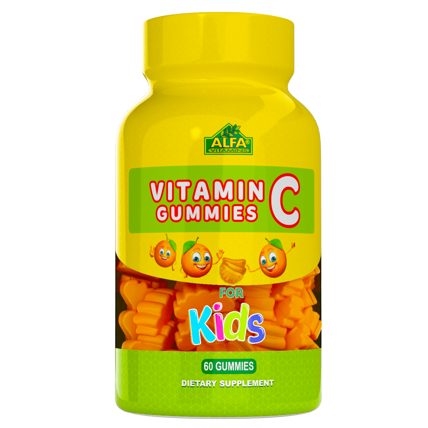 Vitamin C Gummies for Kids with 250mg, Immune System Support, Natural Orange Flavor - 60 Gummies