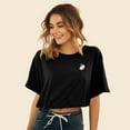 thumbnail image 4 of Dalix Heartly Ghost Embroidered Cropped Relaxed Cropped Soft Lightweight Loose T Shirt Womens in Black 2XL XX-Large, 4 of 5