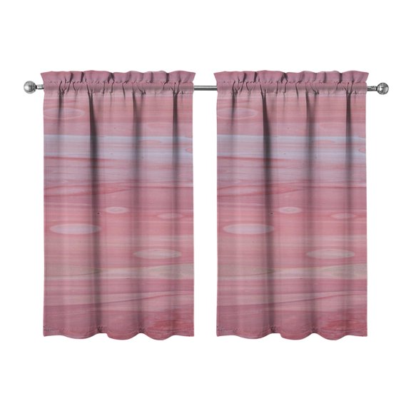Abstract Oil Paiting Watercolor Kitchen Curtains - Vintage Tier Cafe Curtains for Bathroom Living RV Rod Pocket Window Drapes 36 Inch 2 Panels Set 28"x36" Window Treatment Tiers
