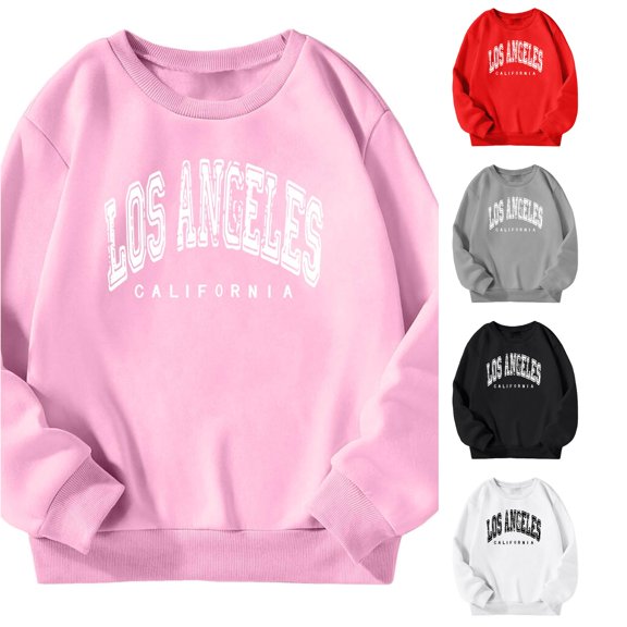 Zylarhe Kids Hoodies Girls Casual Crewneck Long Sleeve Cute Pullover Oversized Lightweight Tops with Soft Comfortable Feel for Daily Style Pink 7-8 Years