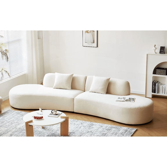 132" Curved Velvet Sofa with 6 Seats | Half Moon Design | Modern Living Room Furniture