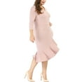 thumbnail image 6 of GRACE & GRANDEUR Women's Plus Size Valentines Day Bodycon V-Neck 3/4 Sleeve Slim Ruffle Hem Wrap Dresses 4X Pink, 6 of 8