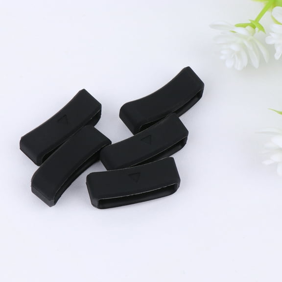 FELTECHELECTR 5Pcs Watch Band Loop Silicone Replacement Rubber Watch Band for 235 Black 22mm