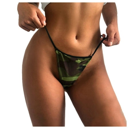 

DNDKILG Print Panties Sexy Low Rise G-String Thongs for Women Underwear T-Back Stretch Tangas Camouflage XL