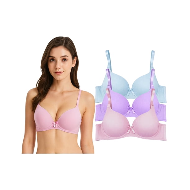 Paquete con 3 Brasieres de Algodón Doble Push Up Aumenta Hasta 2 Tallas