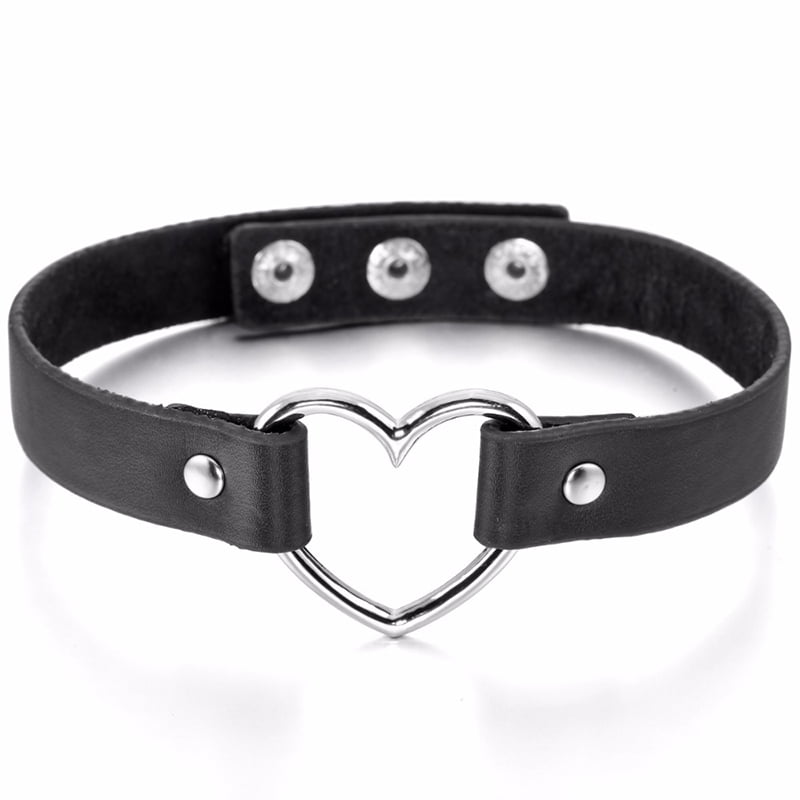 18mm Wide 2 STYLES BLACK Real Leather D-RING CHOKER 18+/GOTHIC/PUNK 