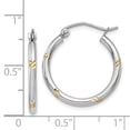 thumbnail image 2 of Auriga Fine Jewelry 14K White Gold Yellow Rhodium Hoop Earrings for Women (L- 19mm, W- 2mm), 2 of 5