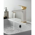 thumbnail image 6 of Bathroom Faucet 1 Hole, Single Handle Stainless Steel Bathroom Sink Faucet, Modern Vanity Faucets with Deck Plate,Water Supply Hoses and Pop Up Drain,Brushed Gold Handle and Brushed Nickel, 6 of 18