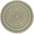 thumbnail image 2 of SAFAVIEH Natural Fiber Zoolander Geometric Jute Area Rug, Teal/Natural, 8' x 8' Round, 2 of 6