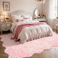 thumbnail image 2 of Moynesa 5'x7' Floral Scalloped Area Rugs, Cottage Washable Rug for Living Room Vintage Pink Bedroom Rug Boho Accent Rug for Dorm Apartment Playroom Office Low Pile Non Slip, 2 of 11
