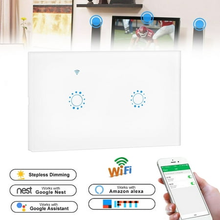 WiFi Smart Wall Touch Light Switch Glass Panel, Wireless Remote Control by Mobile APP Anywhere Compatible with Alexas,Timing Function No Hub Required (WI-FI TOUCH WALL SWITCH 2