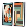 thumbnail image 3 of Designart "Graphic Nostalgia Vintage Mid-century Style II" Modern Midcentury Framed Wall Art Set Of 2 - Mid-Century Blue Gallery Wall Frame Set For Home Decor, 3 of 6