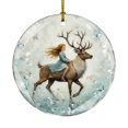 thumbnail image 1 of Adorno Navideño de Una Niña Reno Valiente | Decoración Navideña | Colgante para Árbol de Navidad | 1 Etiqueta Decorativa, 1 of 6
