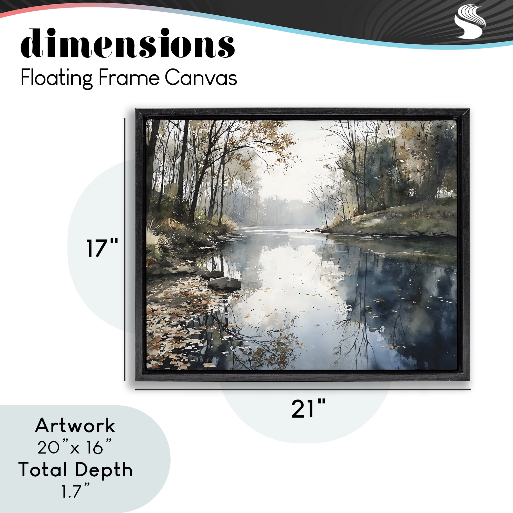 Stupell Industries Fall Lake Reflection Black Framed Floater Canvas Wall Art, design by Franklyn Gregory