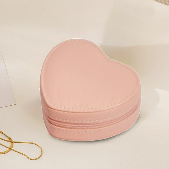 Ovzne Valentine's Day Heart Shaped Velvet Jewelry Box - 11×10×5Cm (4.33×3.93×1.96In) Portable Travel Jewelry Storage Box, Zippered Packaging For Necklaces, Rings Earrings, Blue Velvet Design