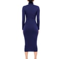 thumbnail image 5 of Wyobmus Women Casual Long Sleeve Maxi Dress Solid Color Turtleneck Bodycon Long Dress Fall Winter Thickened Wrapped Dress A-Dark Blue, 5 of 9
