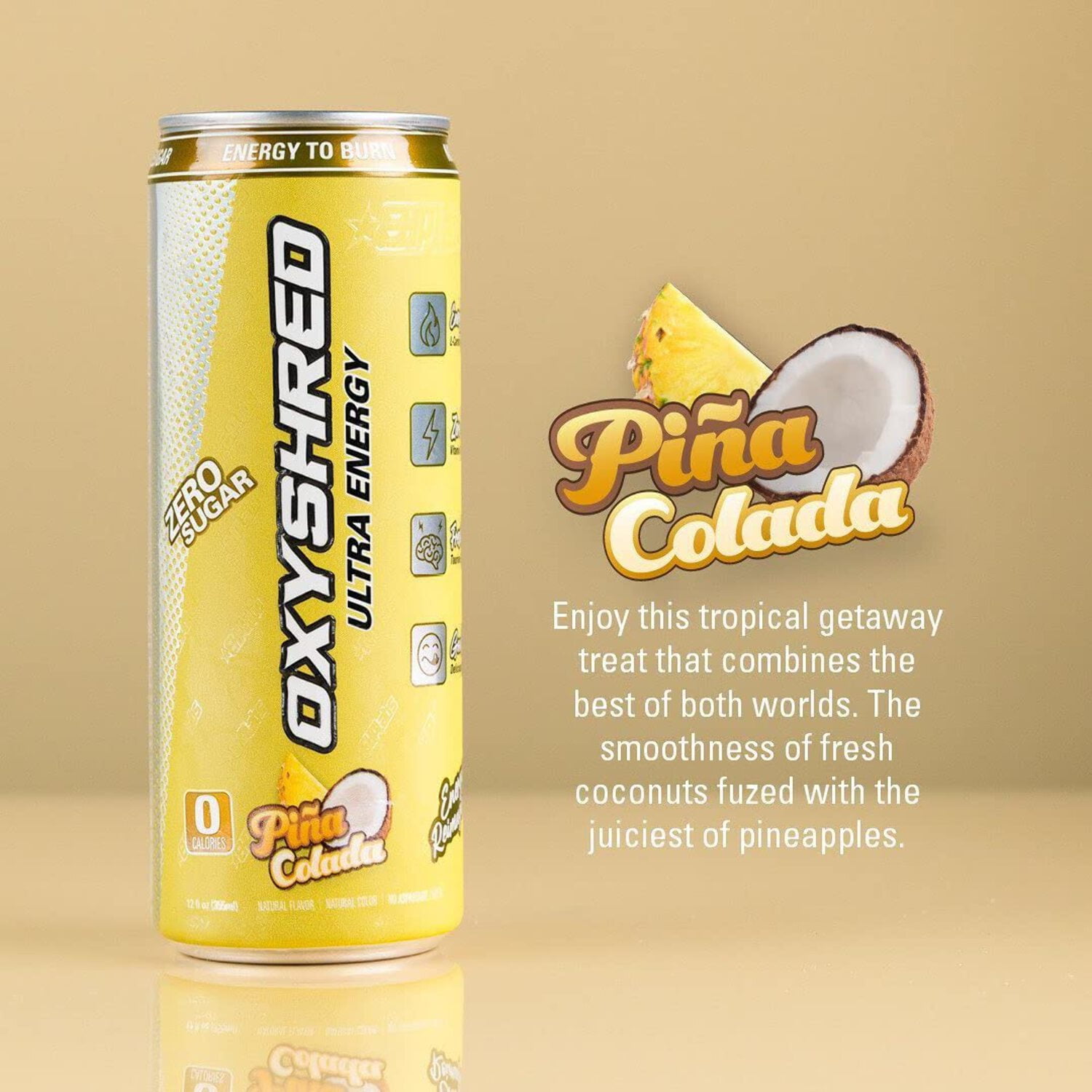 EHPlabs OxyShred Ultra Energy Drink - Performance Carbonated Energy Drink with Zero Sugar, Carbs & Calories, 100% Natural, Bahama Breeze (12-Pack)
