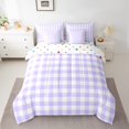 thumbnail image 2 of jejeloiu Geometric Checkered Bedding Comforter Set 7-Piece,Geometric Aesthetic King Bedding Sets,White Purple Bed Sheets For Child,Lightweight Room Decor Reversible, 2 of 8
