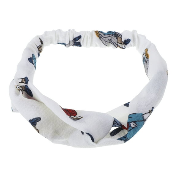 Unique Bargains 1 Pc Fashion Little Man Pattern Cross Elastic Hairband for Women White