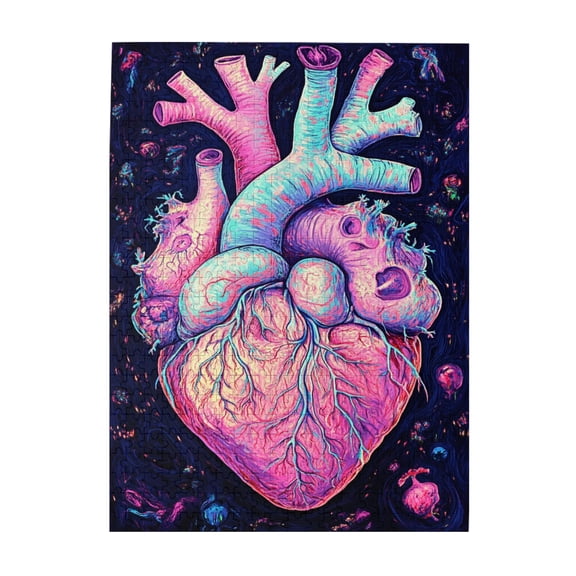 500 pcs Colorful Heart jigsaw puzzles 500 pieces,Creative Activity Hobbies for Adults,Modern Art Colorful Heart Wooden Puzzle,for Puzzle Lover Gift,Unique Artwork for Adults,Stress relieving puzzle