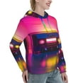 thumbnail image 6 of Daiia Neon Cassette Tape Pattern Women's Fashion Hoodies & Sweatshirts with Kangaroo Pocket Hooded Sweatshirt with Eye-catching Drawstrings-XX-Large, 6 of 7