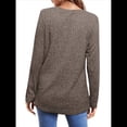 thumbnail image 4 of Camisas de Larga para Mujer, Blusas Holgadas de Cuello Redondo, Elegantes, Informales, para Otoño e Invierno. Caqui XXL, 4 of 5