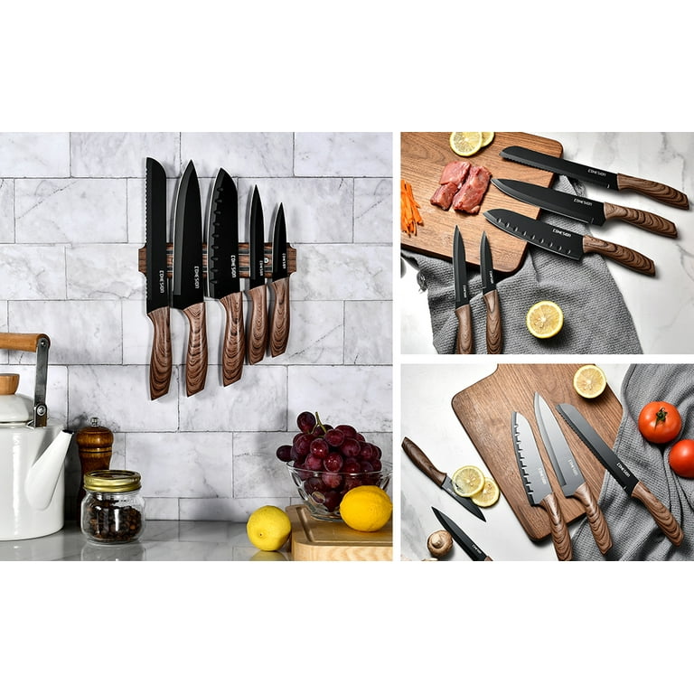 Cohesion 5 Pcs Kitchen Knife Set with Magnetic Knife Holder for Wall, Size: One Size