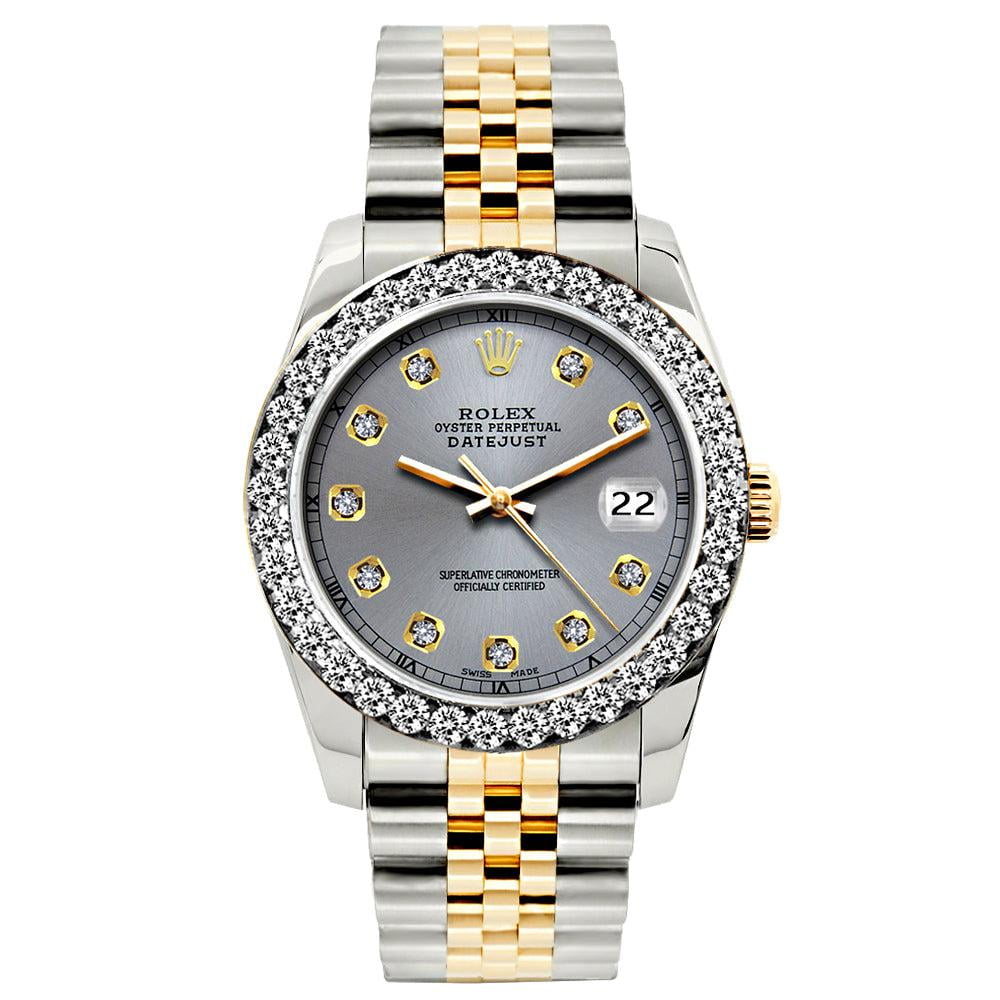 Pre-Owned Rolex Datejust Diamond Watch, 26mm, Yellow Gold and Stainless Steel Bracelet Aluminum Dial w/ Diamond Bezel