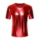thumbnail image 5 of Camiseta metálica de hombre INSPIRE CHIC, cuello redondo, mangas cortas, brillante, para fiesta y discoteca, talla XL, roja, 5 of 7