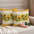 thumbnail image 2 of Southwest Sunflowers Pillow Covers 2 Pack Watercolor Country Yellow Floral Leaf Yellow Stripes Pillowcase Waterproof Outdoor Throw Pillow Cover for Patio Garden Square Cushion 24”x24”, 2 of 9