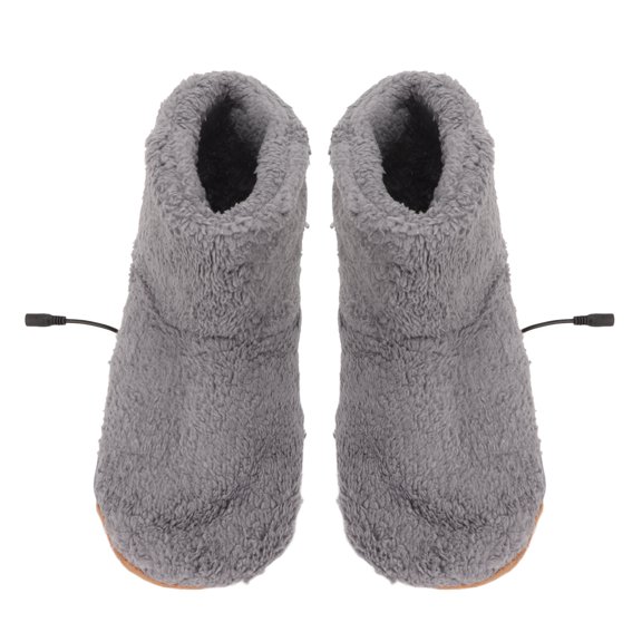 Plush USB Electric Shoe Heating Foot Warmer Flannel Heated Foot Warmer USB Rechargeable Soft Relaxing Heated Booties Electric Plush Warming Shoe Heating Foot Warmer for Cold Winter