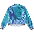 thumbnail image 4 of TiaoBug Girls Bronzing Baseball Jacket Long Sleeve Varsity Coat Jazz Hip Hop Dance Outerwear Colorful 16, 4 of 7