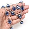 thumbnail image 2 of Tanzanite Quartz Gemstone Women's Unisex Silver Jewelry Necklace Set 18-20'', 2 of 6