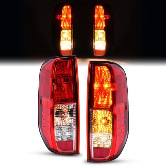 Kojem Pair Tail Lights For 2005-2021 Nissan Frontier 2009-2012 Suzuki Equator Replacement for 26555EA825 26550EA825 Halogen Brake Lamp Red Lens Plastic (Driver & Passenger Side)