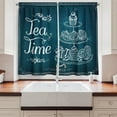 thumbnail image 2 of Ambesonne Tea Kitchen Curtains, Pastries Bakery Drawing Art, 55"x39", Petrol Blue and White, 2 of 3