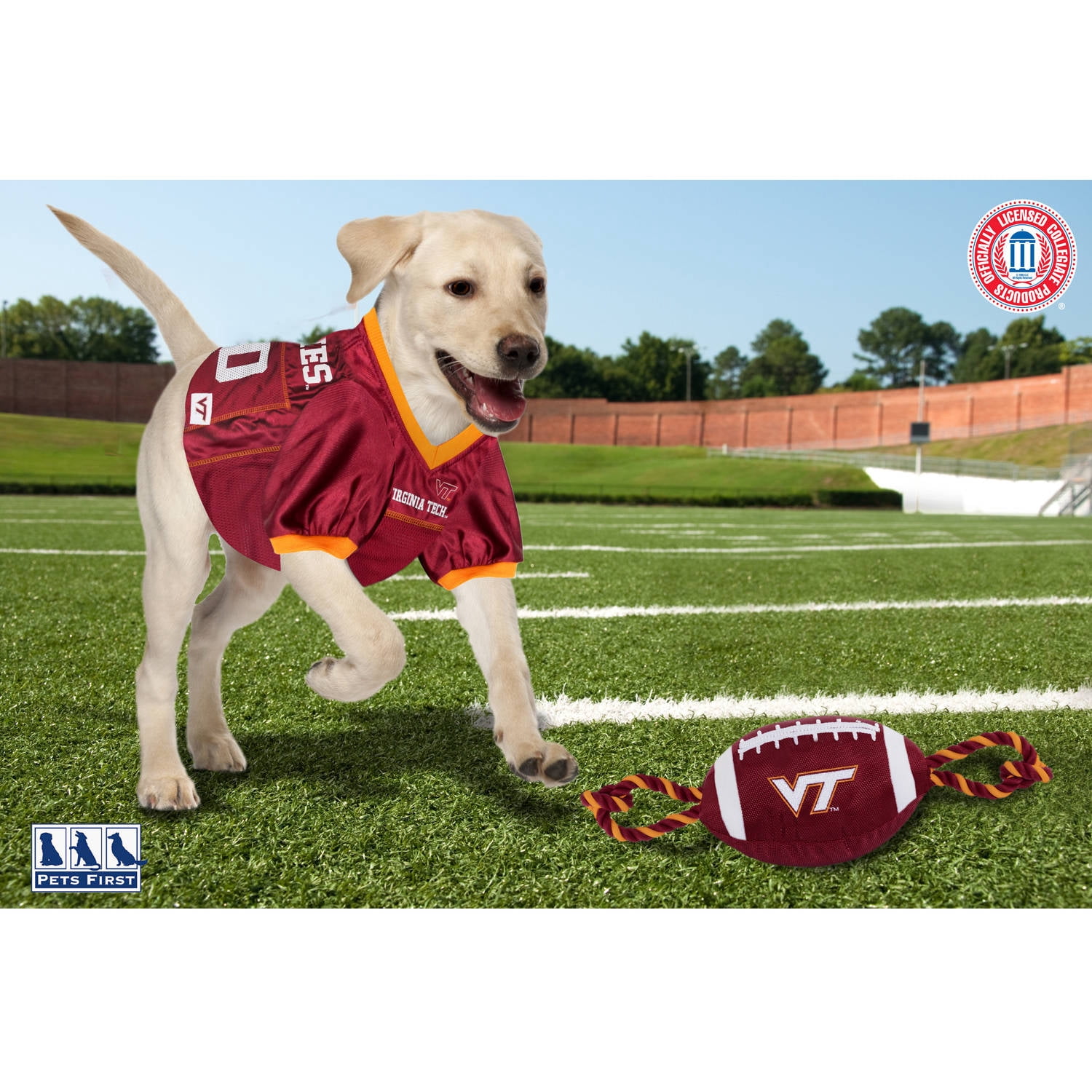 Pets First Collegiate Virginia Tech Nylon Football-Licensed