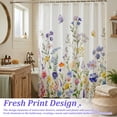thumbnail image 6 of Dznils White Floral Fabric Shower Curtain, Watercolor Floral Bathroom Curtain with Hooks, Purple, 72" x 72", 6 of 11
