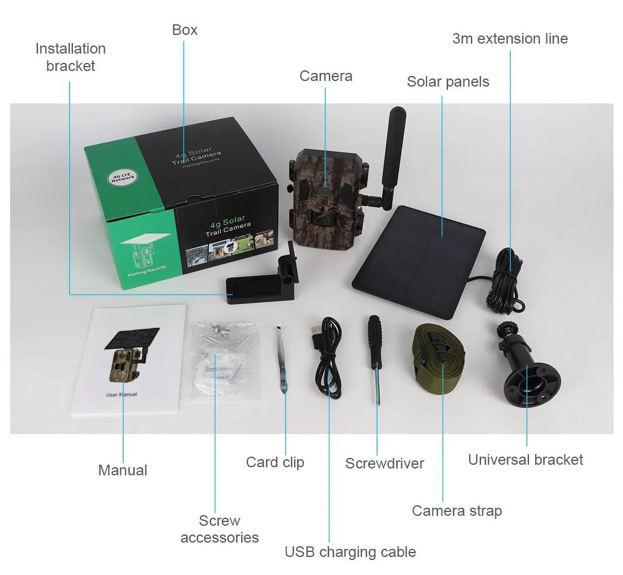 Boavision 4G Cellular Solar IP66 Waterproof 2.5K 14 MP Hunting Game Camera